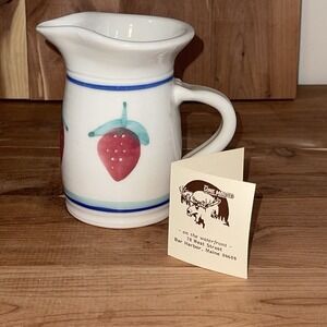 Old World Pottery Cherryfield MAINE Strawberry Pitcher Mug Vase Cup Pottery